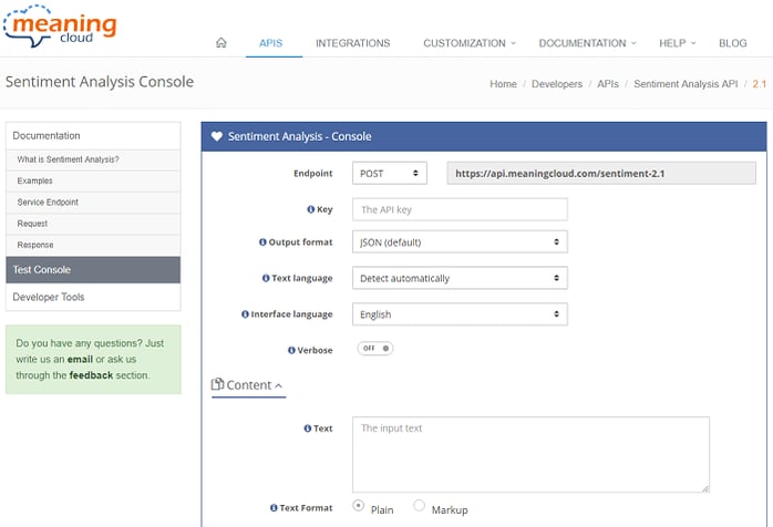 Sentiment analysis tools - MeaningCloud