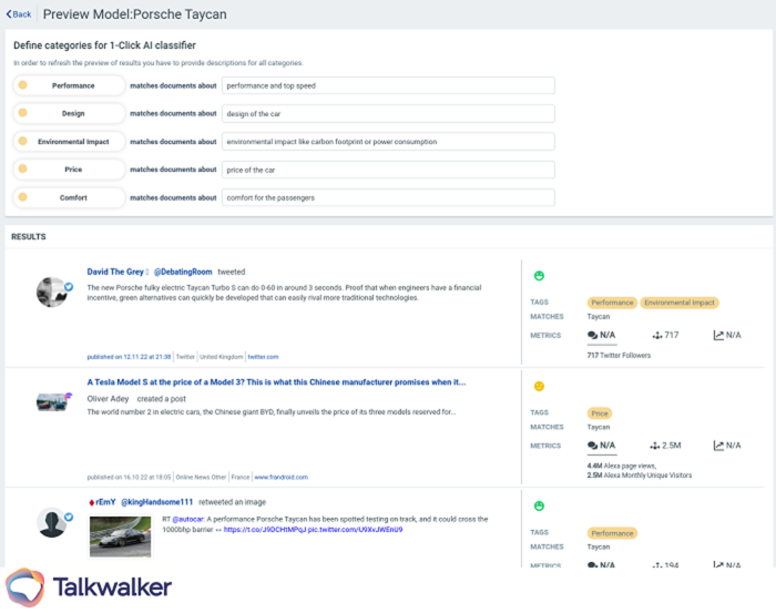 1 click AI classifier - Social media analytics in banking