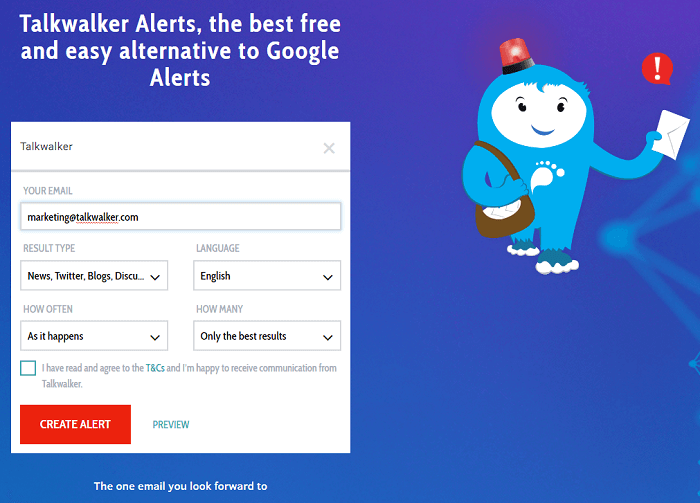 Talkwalker Alerts - manage your online reputation