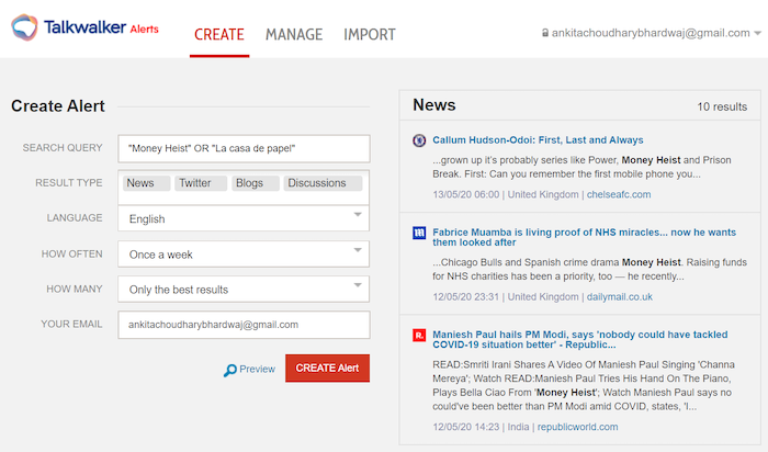 Talkwalker Alerts es una mejor alternativa que Google Alerts