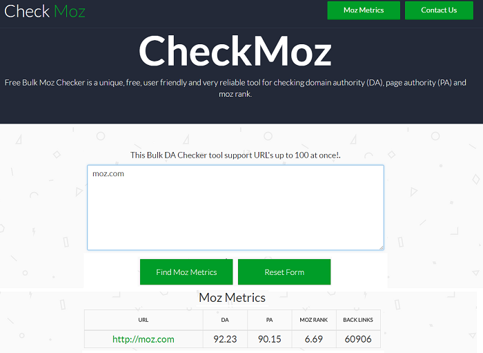 Check Moz: PR measuring tools