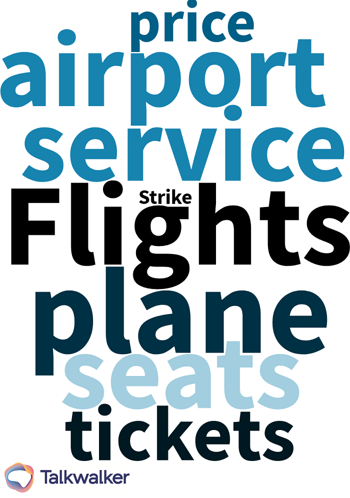 Customer retention airline issues word cloud