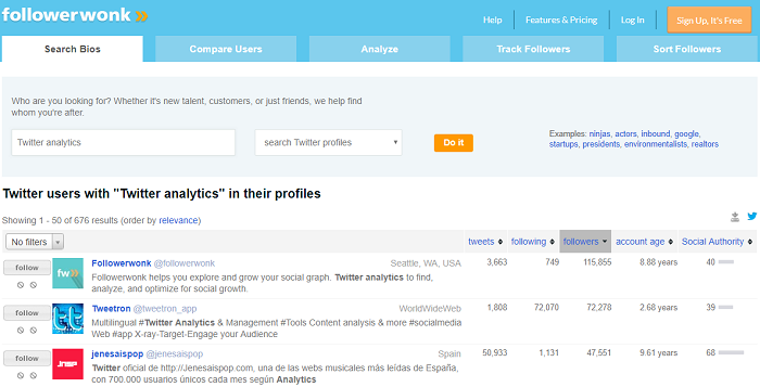 social media analytics tools - followerwonk