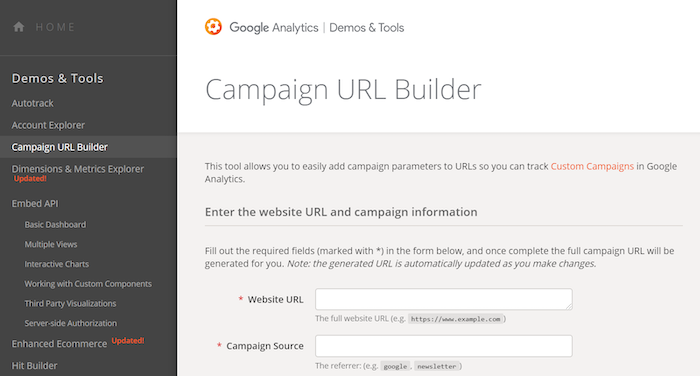 Considera configurar enlaces de seguimiento UTM con Google Campaign URL Builder