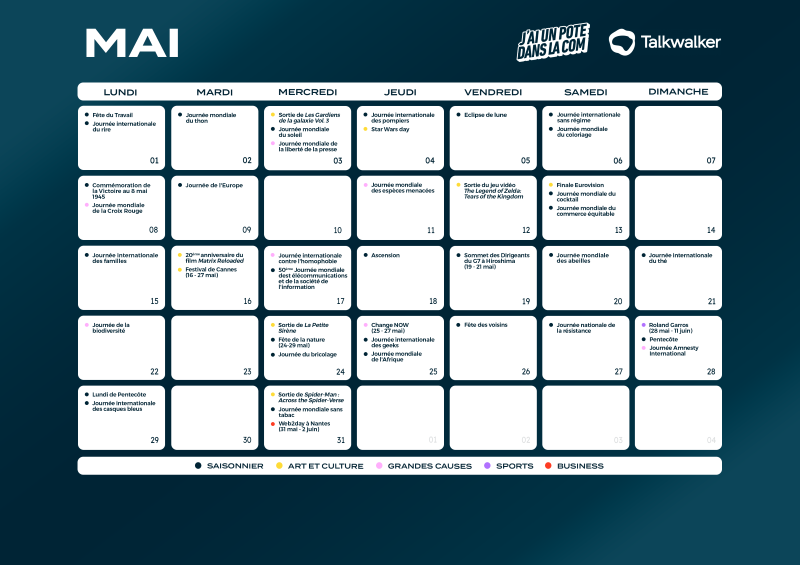 Calendrier social media mai 2023