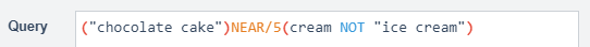 NEAR query Boolean search operator