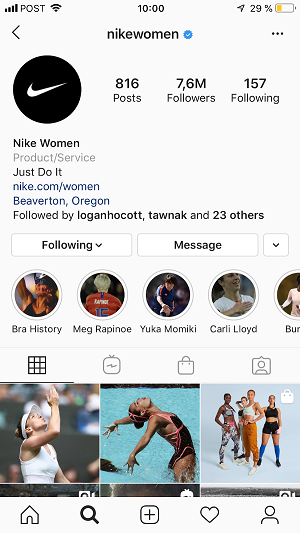 Nike Instagram Page