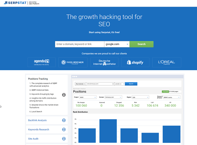 Competitor analysis tools - Serpstat screenshot