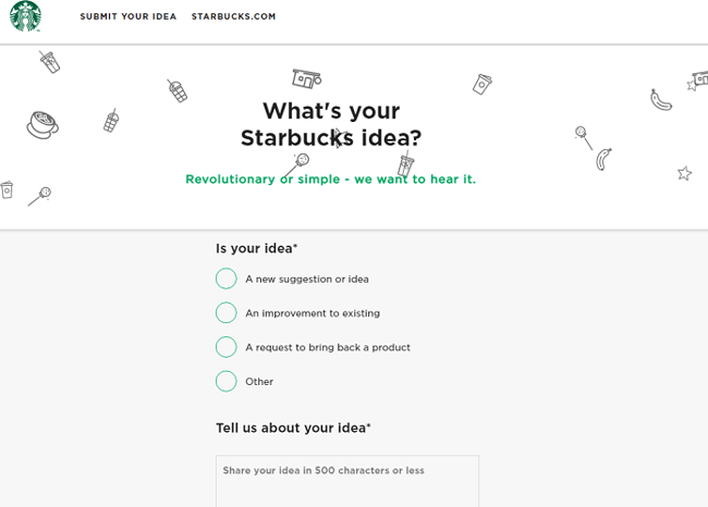 Social media listening in food & beverage industry - Starbucks idea submission website for market research
