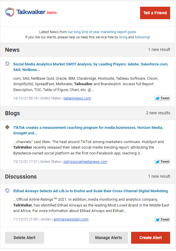 Talkwalker Alerts - 8 best media crisis management tools