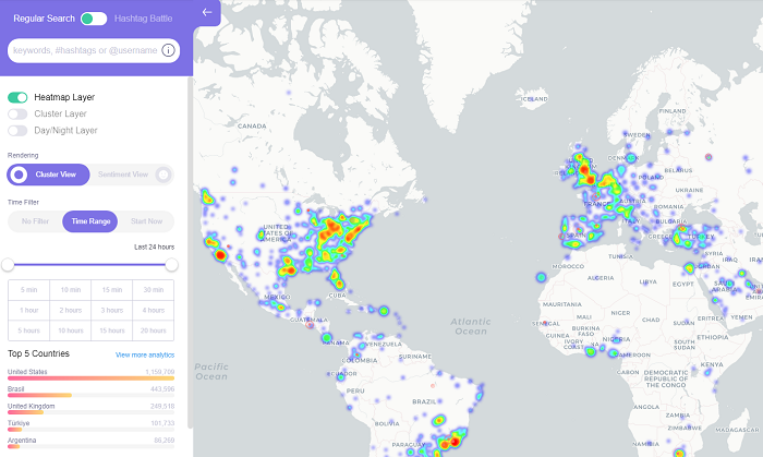 hashtag tracking one million tweet map 2